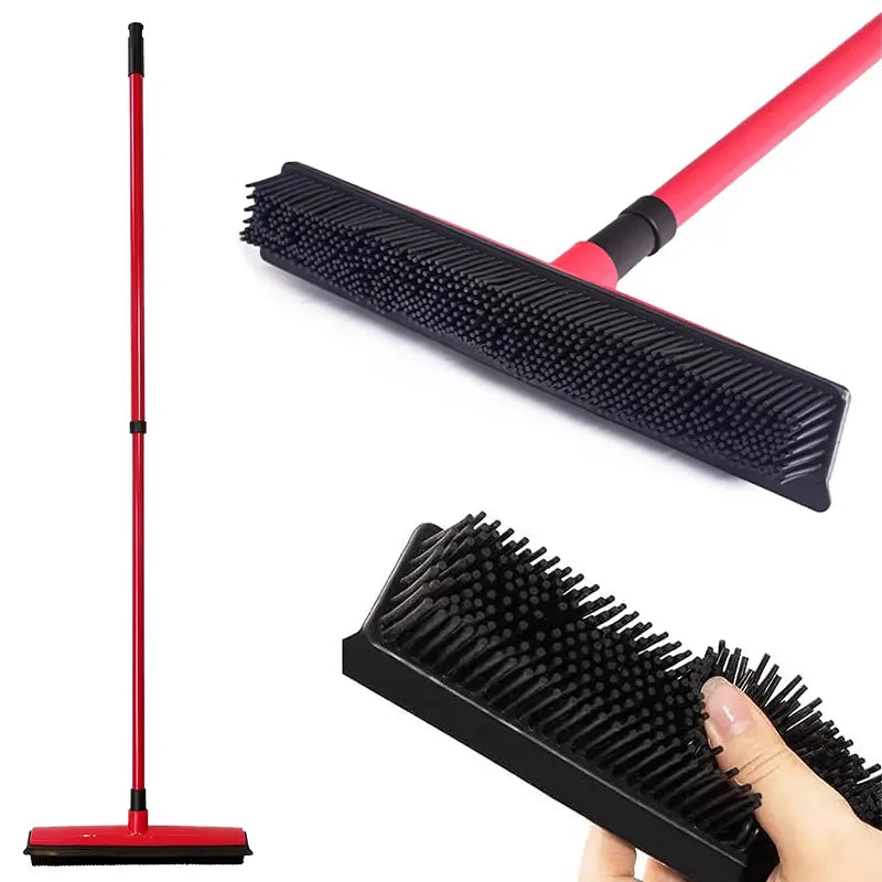 Pet Carpet Cleaning Brush - Powerful Hair & Dust Removal, Hands-Free Cleaning, Rubber Scraper for Floors/Windows/Sofas, Multi-Functional for Dog/Cat Hair & Window Cleaning Summervibes