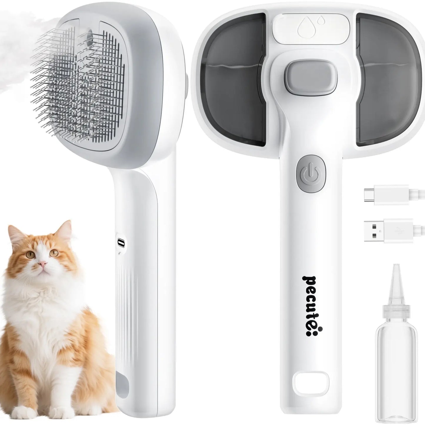 Pecute Pet Spray Hair Removal Brush for Cat/Dog – Deshedding & Grooming Tool, One Button Hair Removal Comb,Deshedding Vacuum Brush, Fur Removal Tool, Grooming Trimming Tool,Summervibes,Petlovers