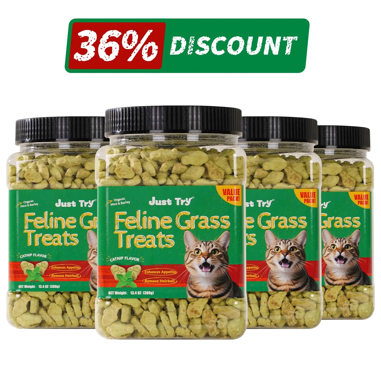 【Petlovers】Just TRY 13.4 OZ Cat Grass Treats Natural Salmon Flavor Healthy Cat Snacks Training Biscuits Catnip for Cats Dental and Hairball Control Treats Remedy Chews#Summervibes#Petlovers