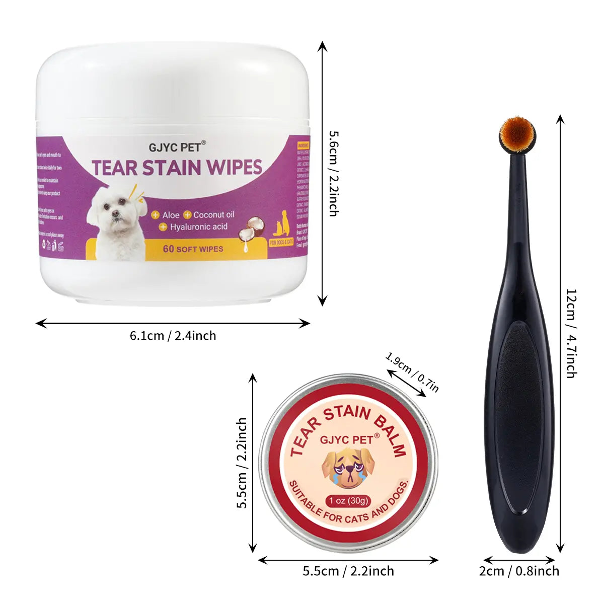 GJYC PET Pet Tear Stain Protection Cream with Professional Brushing for Dog and Cat Eye Care, Natural Anti-Tear, Gentle Cleaning, Removes Tear Stains from Dogs and Cats, Remarkable Effect without Irritation Calming Dog Tear Stain Remover Outdoorfun