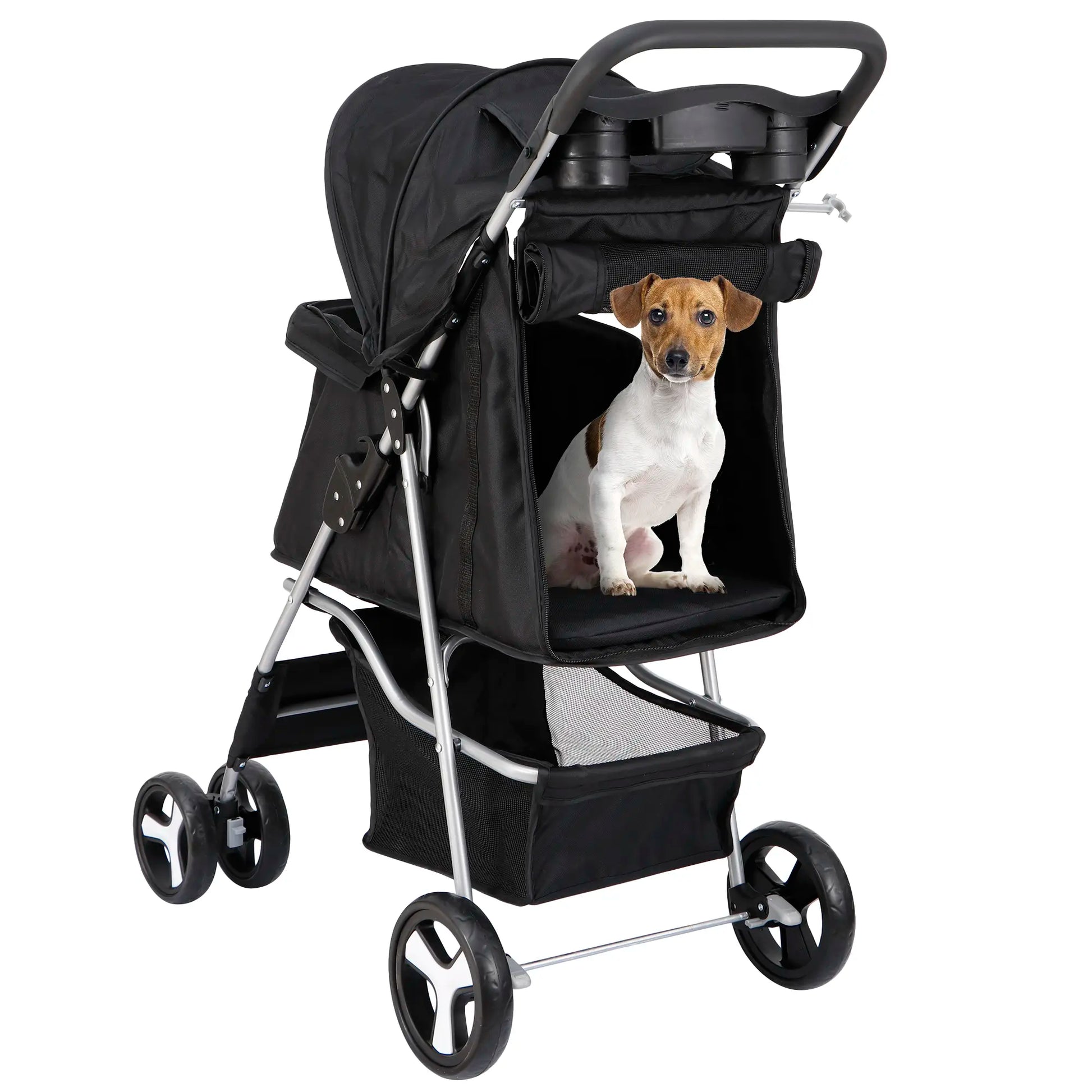 Segawe Foldable Dog Stroller - Pet Travel Carriage with Detachable Animal Carrier, Cart and Tray, Black,Summervibes