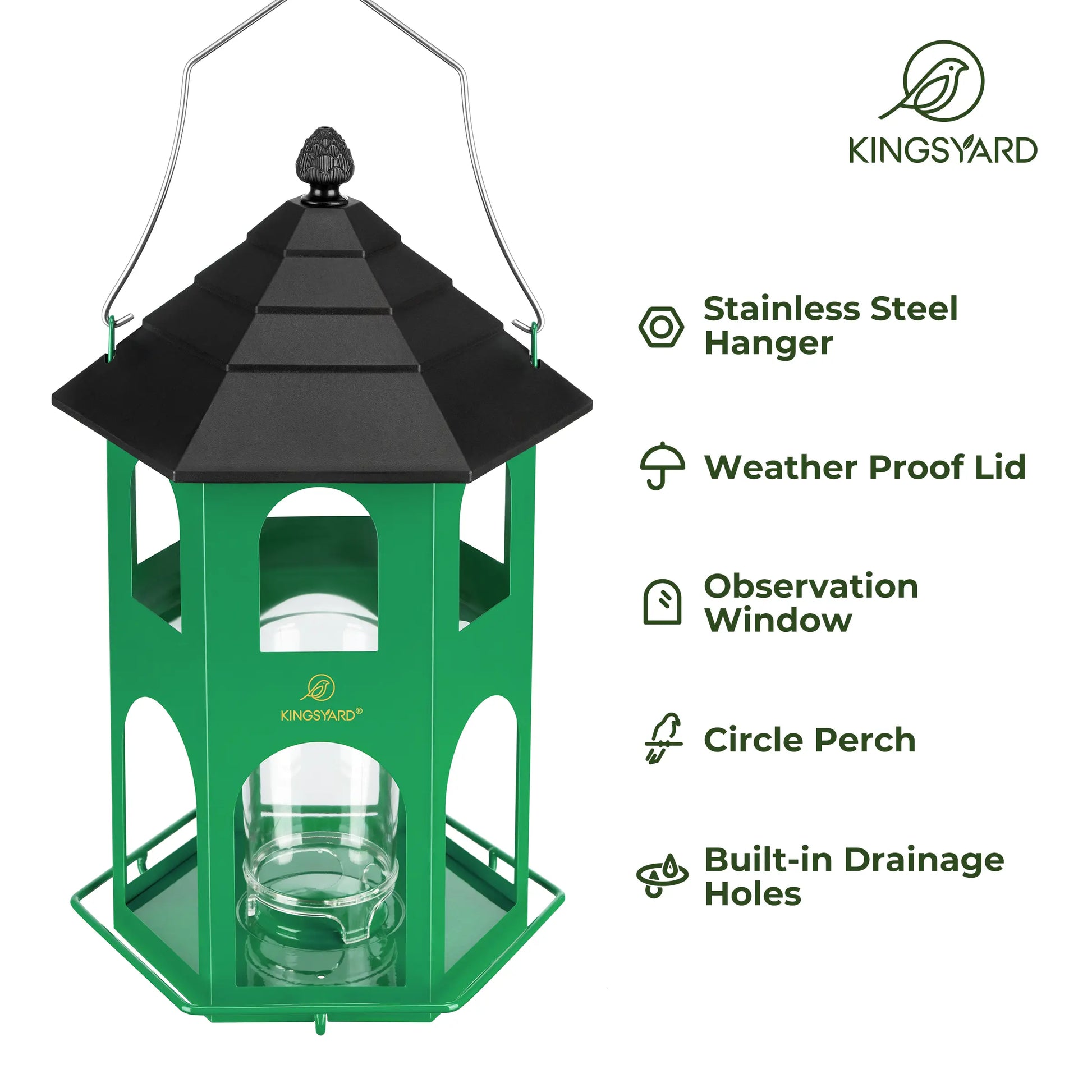 [Summervibes]Kingsyard Spring Migration 2026 Metal Bird Feeder for Backyard Nature Watching 4Lb Large Capacity with Circular Perch Durable Weather-Resistant Design