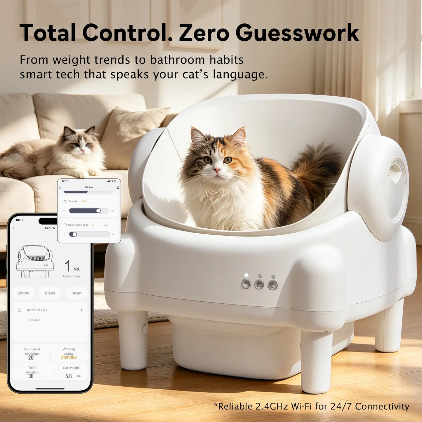TAYACICY Smart Self-Cleaning Litter Box for Multiple Cats | 10.5L Bin, Open-Top Design, Dual Safety Sensors, Cat Litterbox (Only Supports 2.4G Wifi) Summervibes