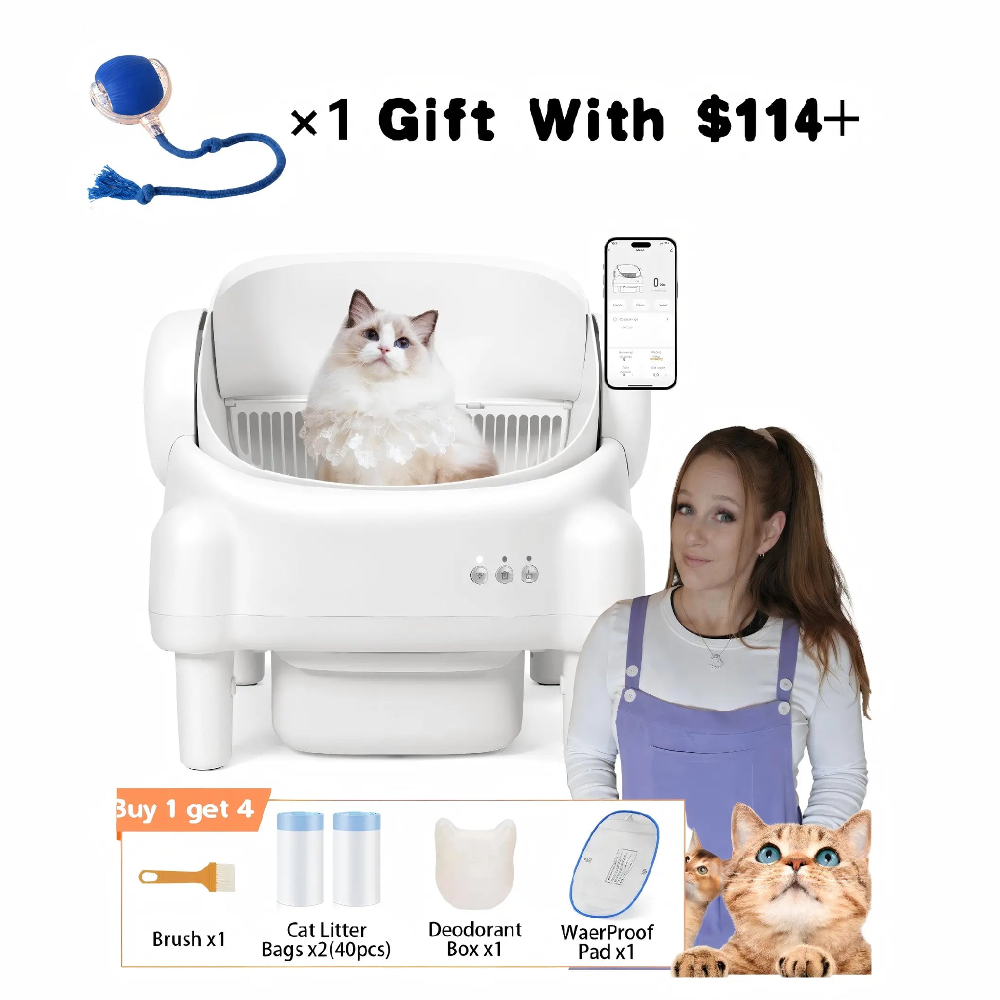 TAYACICY Smart Self-Cleaning Litter Box for Multiple Cats | 10.5L Bin, Open-Top Design, Dual Safety Sensors, Cat Litterbox (Only Supports 2.4G Wifi) Summervibes