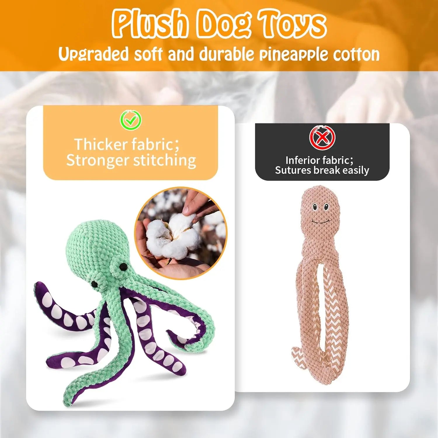 Squeaky Dog Toys for Large Dogs: Plush Dog Toys with Soft Fabric - Pet Toys for Small, Medium, and Large Dogs - Puppy Toys to Keep Them Busy Squeaky Dog Toys Interactive Dog Toys Toys for Dogs-Mrwj