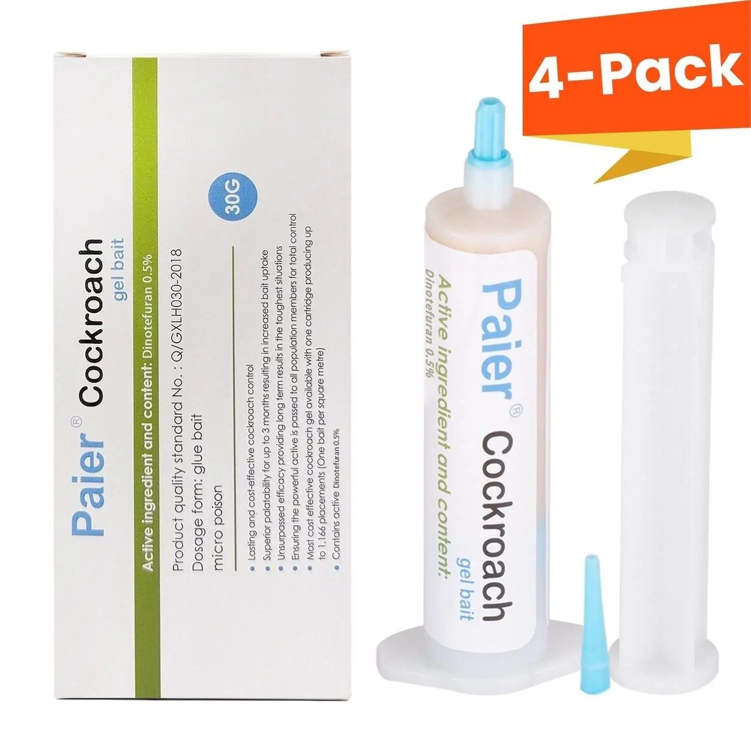 Cockroach Gel Bait 30G Roach Killer, Indoor Outdoor Pest Control for German & American Roaches with Plunger & Precision Tip Summervibes