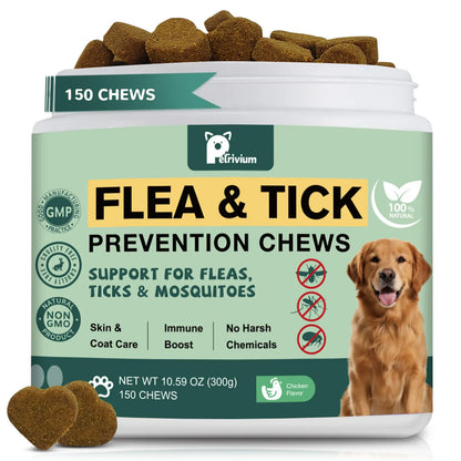 Dog Flea & Tick Support Soft Chews - Natural Oral Supplement - Suitable for All Breeds & Sizes - 150 Chicken Treats#Summervibes#Petlovers Tiktokshopspringglowup