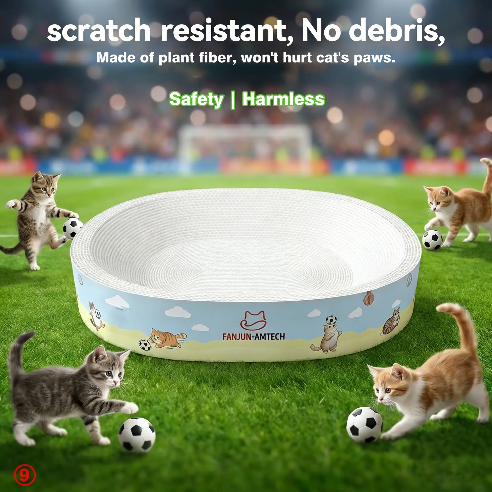 Summervibes Petlovers FANJUN-AMTECH 2-In-1 Cartoon Cat Scratcher Bed,Play & Rest Design, No Paper Scraps, Wear-Resistant, Anti-Overturning, High-Hardness Plant Fiber Corrugated Paper, Plastic-Free, Safe Eco-Friendly Cool Cat Supply Outdoorfun