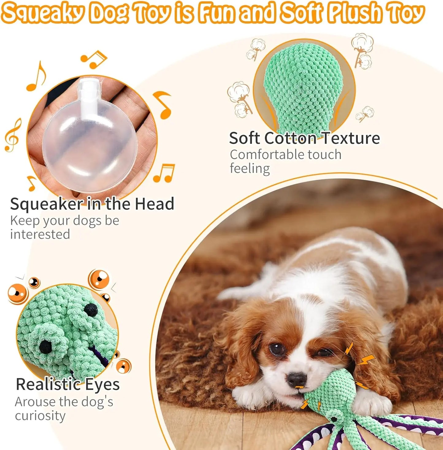 Squeaky Dog Toys for Large Dogs: Plush Dog Toys with Soft Fabric - Pet Toys for Small, Medium, and Large Dogs - Puppy Toys to Keep Them Busy Squeaky Dog Toys Interactive Dog Toys Toys for Dogs-Mrwj