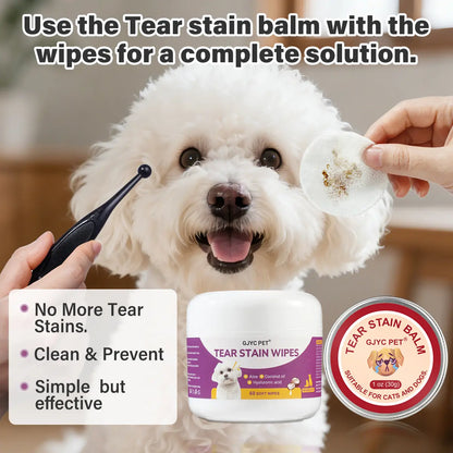 GJYC PET Pet Tear Stain Protection Cream with Professional Brushing for Dog and Cat Eye Care, Natural Anti-Tear, Gentle Cleaning, Removes Tear Stains from Dogs and Cats, Remarkable Effect without Irritation Calming Dog Tear Stain Remover Outdoorfun