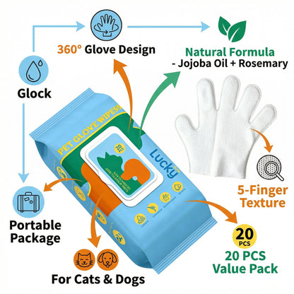 #Summervibes #Petlovers Luckymyth Pet Gloves Wipes (20 Count) - Disposable Grooming Wipes for Dogs & Cats, Easy Paw & Body Cleaner, Deodorizing & Gentle,Dirtydog,Petodor,Waterlessbath,Dogmomhacks,Dogcleaning,Catcare,Groomingday Outdoorfun