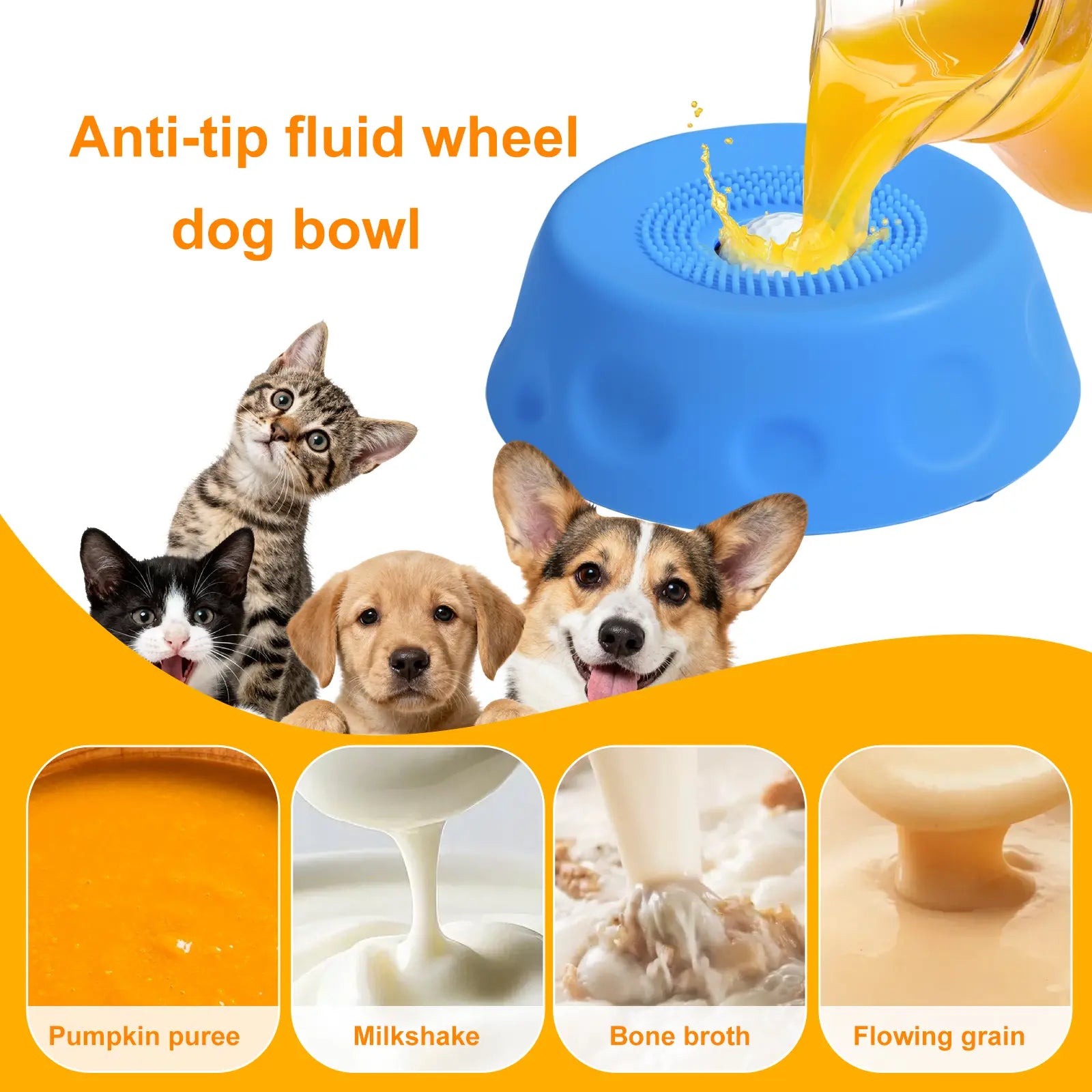 #Summervibes 3-In-1 Suction Slow Feeder Dog Bowl, No-Spill Licking Mat with Built-In Treat Ball & Cleaning Brush, Interactive Anti-Slip Dog Bowl for Yogurt, Peanut Butter & Liquid Treats