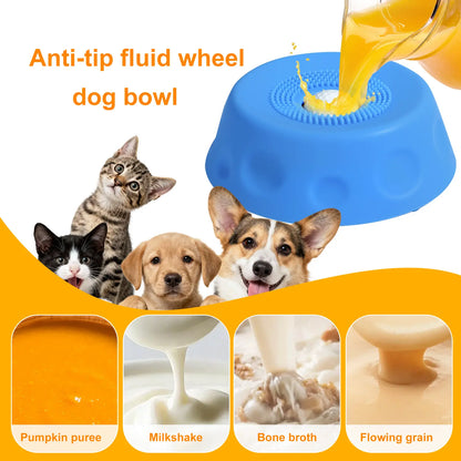 #Summervibes 3-In-1 Suction Slow Feeder Dog Bowl, No-Spill Licking Mat with Built-In Treat Ball & Cleaning Brush, Interactive Anti-Slip Dog Bowl for Yogurt, Peanut Butter & Liquid Treats