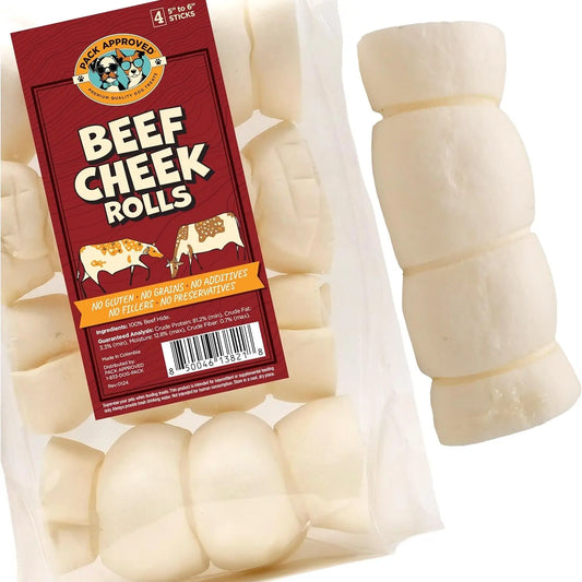 Pack Approved Beef Rolls Dog Treats - Made from 100% Beef Hide - Natural Ingredients - Supports Dental Health