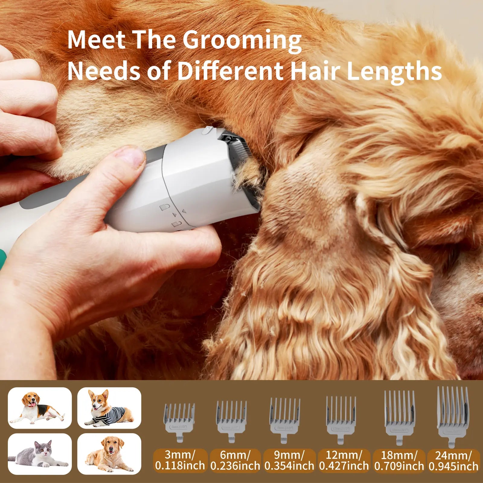 Pet Groomer 7-In-1 Grooming Vacuum for Dogs & Cats with Multi-Pack Attachments for Shedding Grooming and Pet Care Effortless Grooming & Vacuuming 6 Precise Guide Combs Low Noise Design