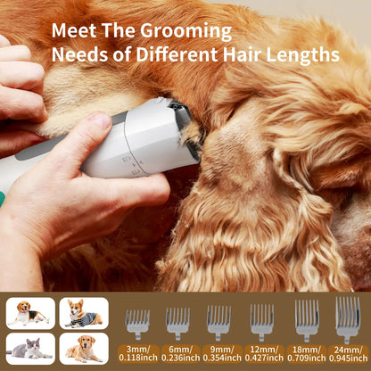 Pet Groomer 7-In-1 Grooming Vacuum for Dogs & Cats with Multi-Pack Attachments for Shedding Grooming and Pet Care Effortless Grooming & Vacuuming 6 Precise Guide Combs Low Noise Design