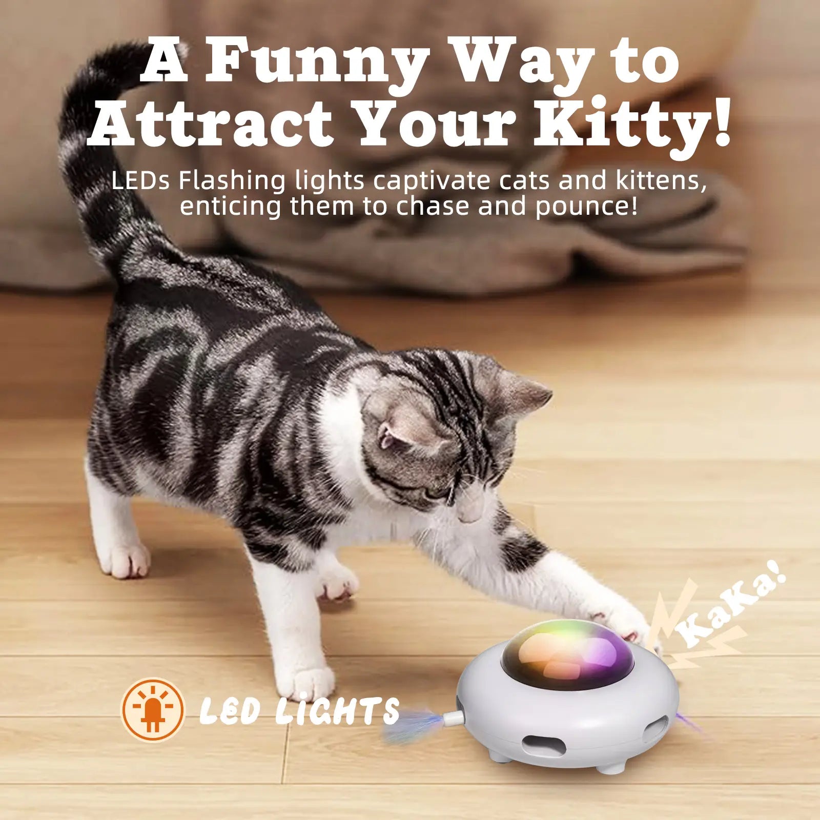 Interactive Cat Toys for Indoor Cats, Automatic Kitten Toys, Moving Feather Kicker, Fun Exercise & Hair Removal Toy, USB Rechargeable Cat Accessories Automatic Cat Toy Cat Toys Indoor Cats-Ufo