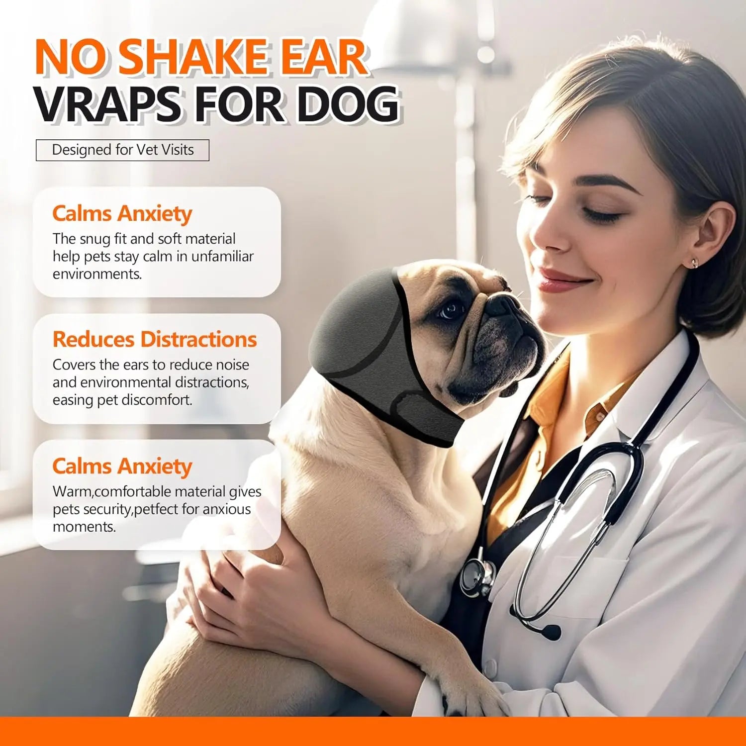 2Pcs / 1Pc Dog Ear Protector Earmuffs Bandana for Noise Reduction and Hearing Protection Adjustable Head Fixation Design Breathable Soft Material Suitable for Swimming Beach