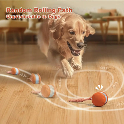 Interactive Dog Ball, Random Path Electric Automatic Moving and Rolling Dog Toy with Rope for Small Medium Large Dogs, Motion-Activated Dog Stimulation Toy for Boredom Relief