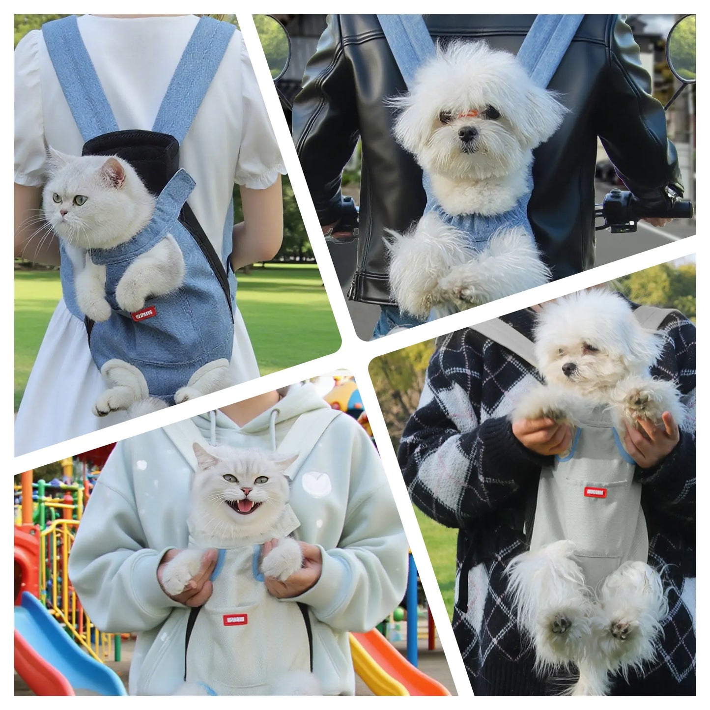 Smartwell Hands-Free Pet Carrier Backpack for Small Dogs and Cats Adjustable Legs Out Front Facing Pouch for Travel Hiking Walking Cat Bag