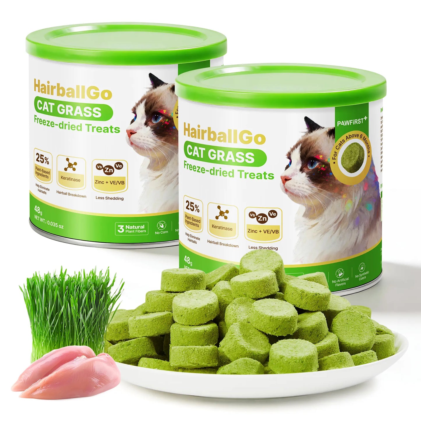 Pawfirst Freeze-Dried Cat Grass Treats for Hairball Control & Digestive Health – Chicken, Natural Barley Grass & Plant Fiber – Grain-Free, Chew Toy Dehydrated Crunchy Bites for Indoor Kittens #Summervibes #Petlovers