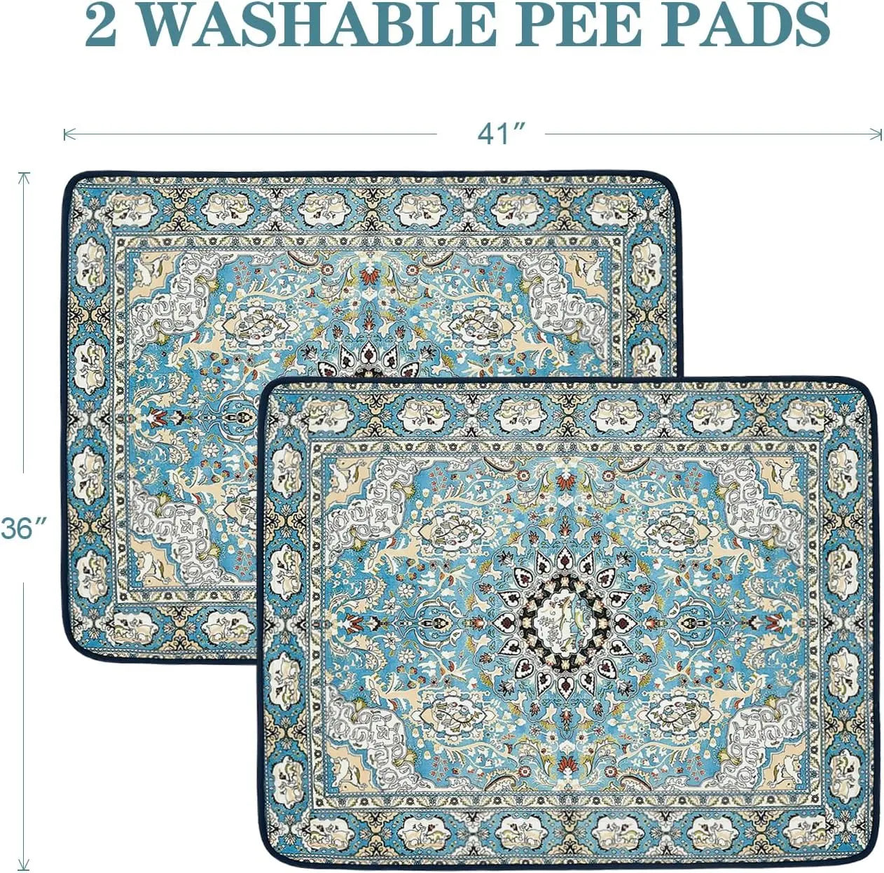 Qeils 36"X41" Washable Puppy Pee Pads | Super Absorbent, Waterproof & Reusable Non-Slip Training Mat for Floor/Crate Pet Supplies Poodle Dogs