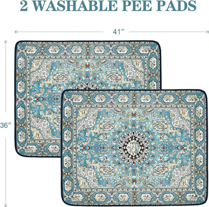 Qeils 36"X41" Washable Puppy Pee Pads | Super Absorbent, Waterproof & Reusable Non-Slip Training Mat for Floor/Crate Pet Supplies Poodle Dogs