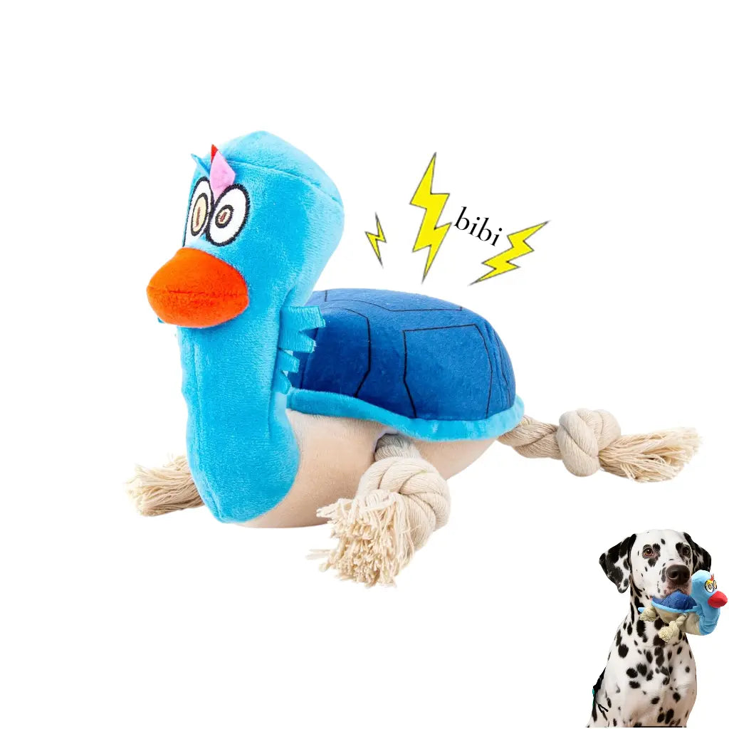 Dog Toy - Turtle Squeaky Plush Tug Toy with Rope Limbs Interactive Play for Boredom Relief Squeaky Feature & Tugging Fun