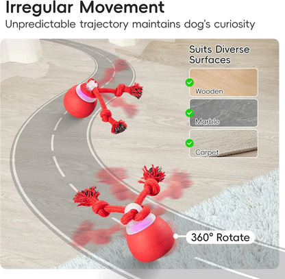 Potaroma Dog Ball Toys Touch Activated, Rechargeable, Squeaky Dog Toy, Interactive Moving Ball for Pup with Rope for Medium Small Dogs Puppy Dark Red,Interactive Training Ball #Summervibes #Petlovers