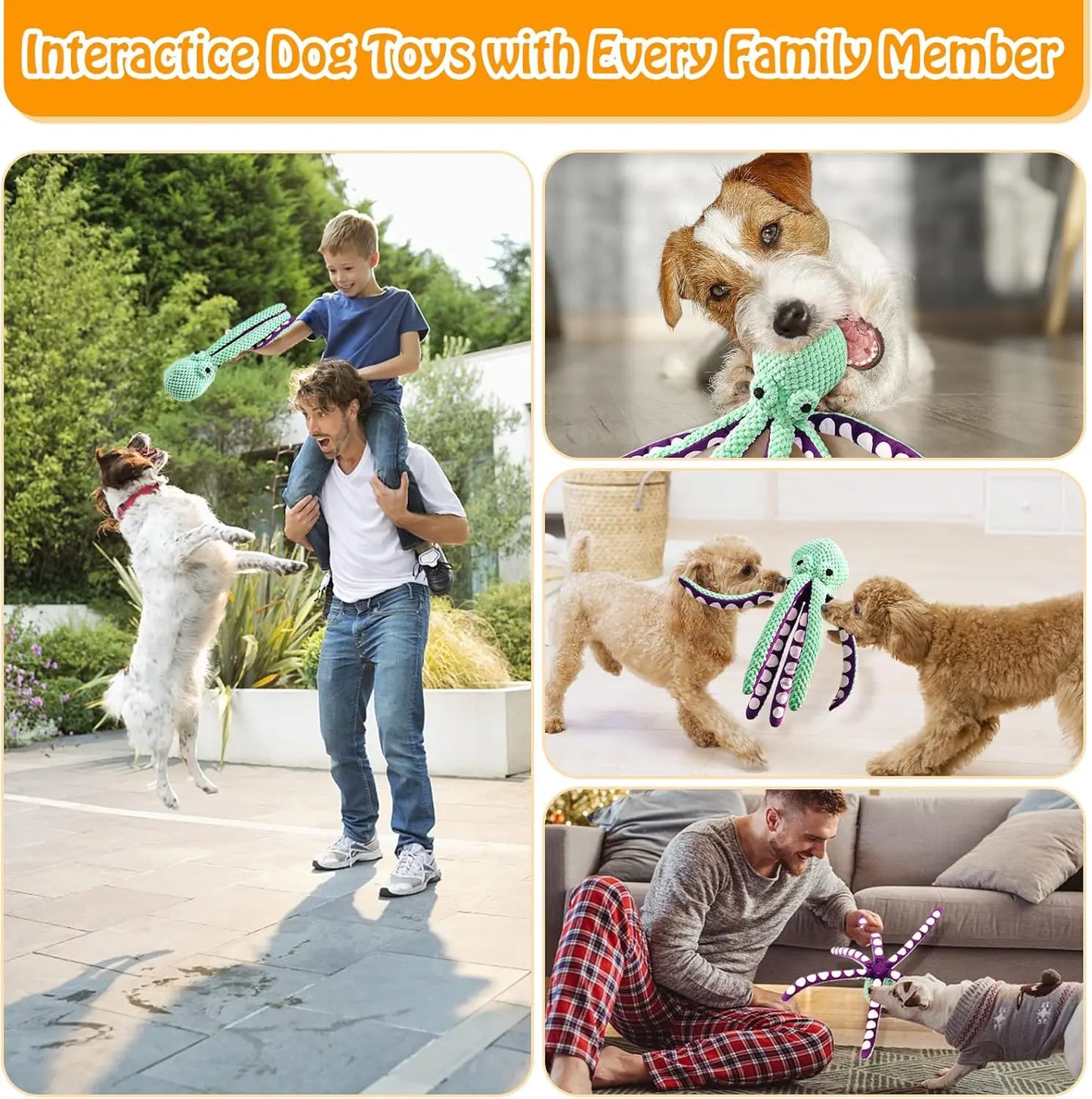 Squeaky Dog Toys for Large Dogs: Plush Dog Toys with Soft Fabric - Pet Toys for Small, Medium, and Large Dogs - Puppy Toys to Keep Them Busy Squeaky Dog Toys Interactive Dog Toys Toys for Dogs-Mrwj