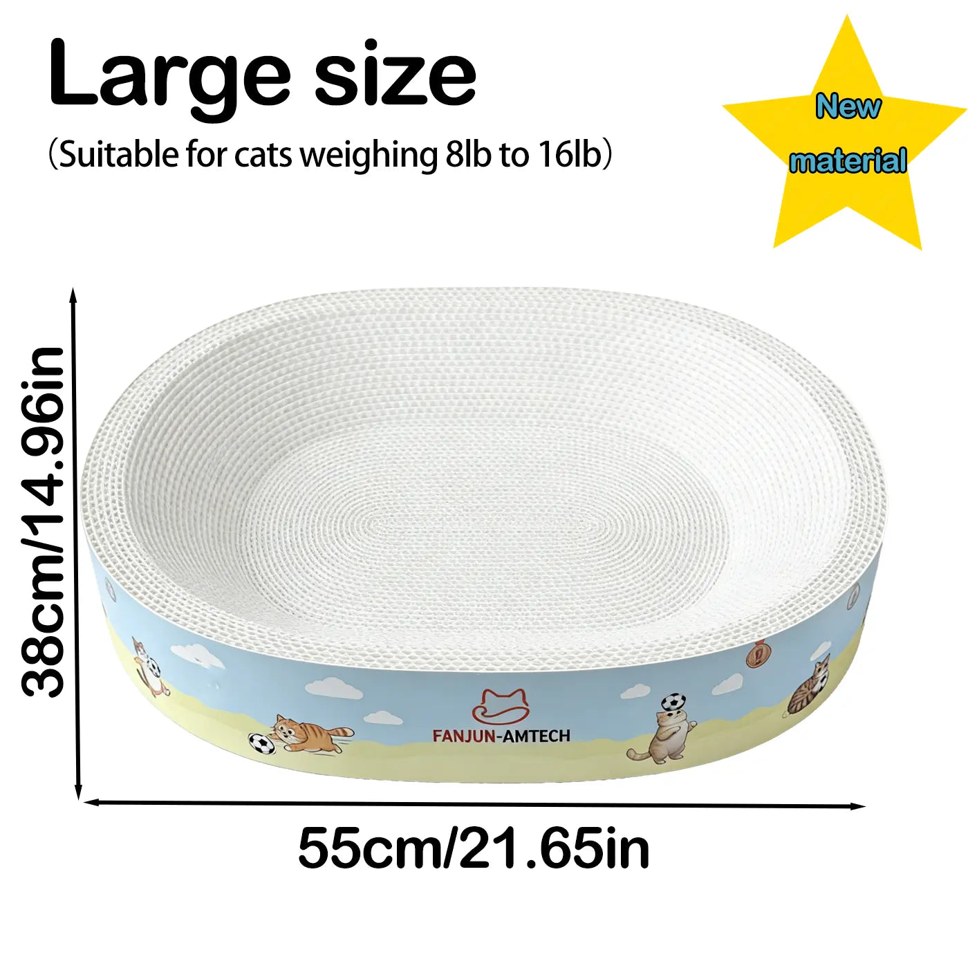 Summervibes Petlovers FANJUN-AMTECH 2-In-1 Cartoon Cat Scratcher Bed,Play & Rest Design, No Paper Scraps, Wear-Resistant, Anti-Overturning, High-Hardness Plant Fiber Corrugated Paper, Plastic-Free, Safe Eco-Friendly Cool Cat Supply Outdoorfun
