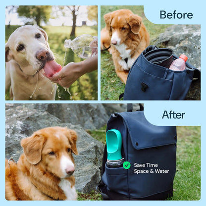 Dog Water Bottle with Food Container, Travel Puppy Water Bowl, Portable Pet Dispenser, Dog Stuff Accessories Items, Automatic Feeder Feeding, Puppy Essentials Necessities for Yorkie Chihuahua Cat Walking and Hiking