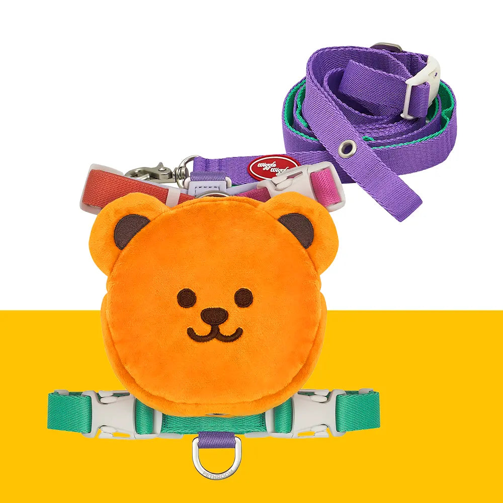 PETHROOM X Wiggle Wiggle Backpack Harness & Leash Set for Dogs - Wiggle Bear