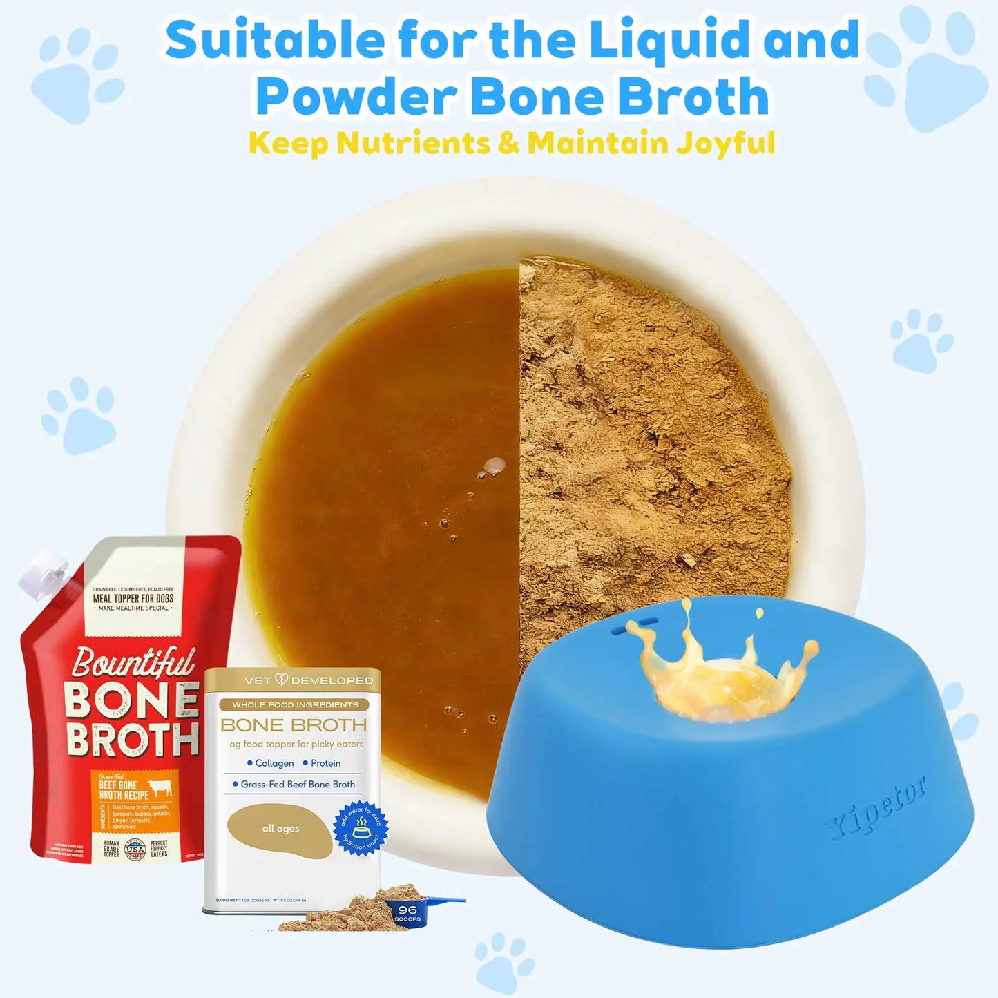 Yipetor Slow Feeder Dog Bowls for Liquid Treat, [Built-In Rolling Ball] No Spill Bone Broth Dog Licking Bowl, Multi-Purpose Puppy Yogurt Feeder Bowl for All Breeds Dietary Supplement/Post-Op Nutrition Feeding,#Summervibes #Petlovers