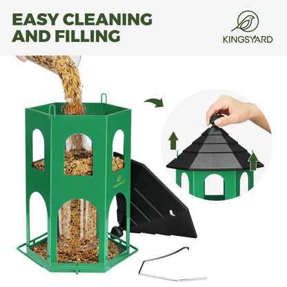 [Summervibes]Kingsyard Spring Migration 2026 Metal Bird Feeder for Backyard Nature Watching 4Lb Large Capacity with Circular Perch Durable Weather-Resistant Design