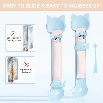 Cat Head Design Food Dispenser Spoon, 1 Count Long-Handle Licking Food Spoon, Cat Food Feeding Supply for Daily Use Tools