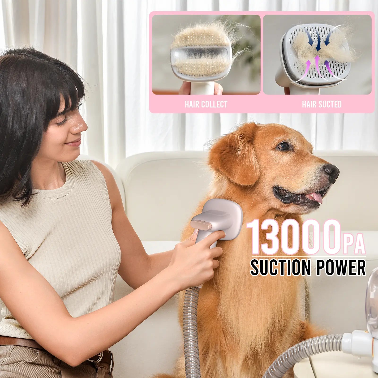 Geoorood Dog Grooming Vacuum All-In-One Kit with 10Kpa Suction, 2.2L Dust Tank, Adjustable Combs, Lightweight Design, Perfect for Gifts & Home Use Summervibes Petlovers