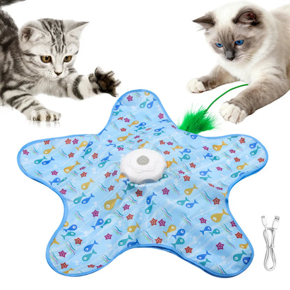 Interactive Unpredicatable Moving Feather Hunting Cat Toy , Hide and Seek Rechargeable Cat Toy for Bored Cat,Automatic Chargeable，Indoor Exercise & Boredom Relief for All Breeds Cats , Essential for Petlovers