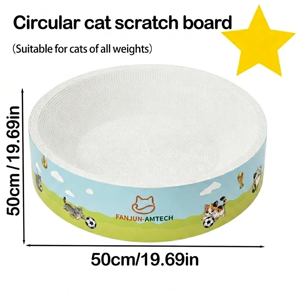 Summervibes Petlovers FANJUN-AMTECH 2-In-1 Cartoon Cat Scratcher Bed,Play & Rest Design, No Paper Scraps, Wear-Resistant, Anti-Overturning, High-Hardness Plant Fiber Corrugated Paper, Plastic-Free, Safe Eco-Friendly Cool Cat Supply Outdoorfun