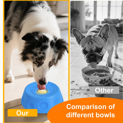 #Summervibes 3-In-1 Suction Slow Feeder Dog Bowl, No-Spill Licking Mat with Built-In Treat Ball & Cleaning Brush, Interactive Anti-Slip Dog Bowl for Yogurt, Peanut Butter & Liquid Treats