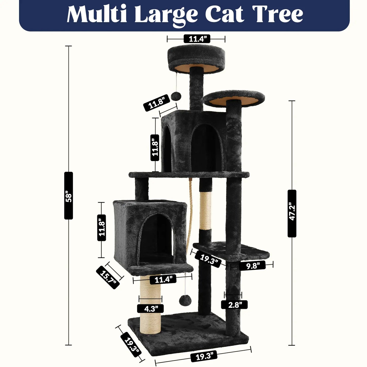 [Summer Vibes] Wecharmer Cat Tree / Tower for Indoor with Green Leaves, Cat Condo Cozy Plush House with Hang Ball, Pet Furniture with Scratching Posts Cat Tree