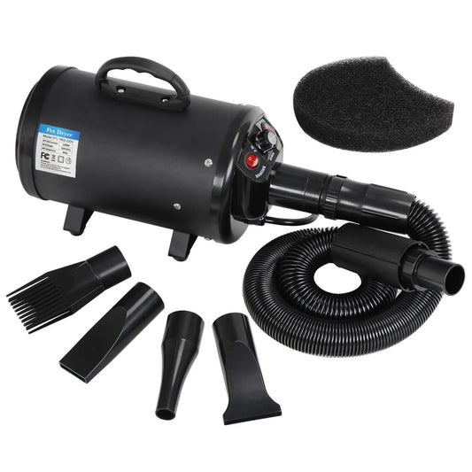 Professional Pet Grooming Hair Dryer - 2400W Portable Quick-Drying Variable-Speed Grooming Product with 4 Adjustable Nozzles, NOVA Model for Dogs (Grooming Tool), Grooming Products, Tools,Summervibes
