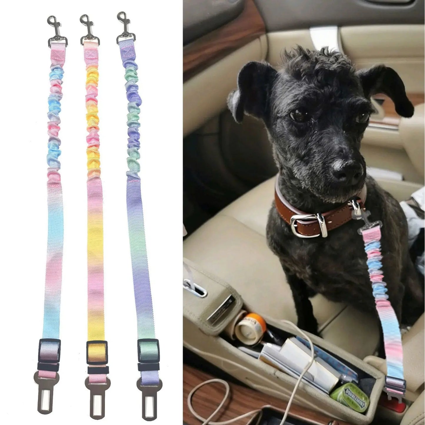 2 Packs Pet Dog Cat Seatbelts, Car Headrest Restraint Adjustable Safety Leads Vehicle Seatbelt Harness.Usa Stock Ships Tomorrow! (Cats Included)