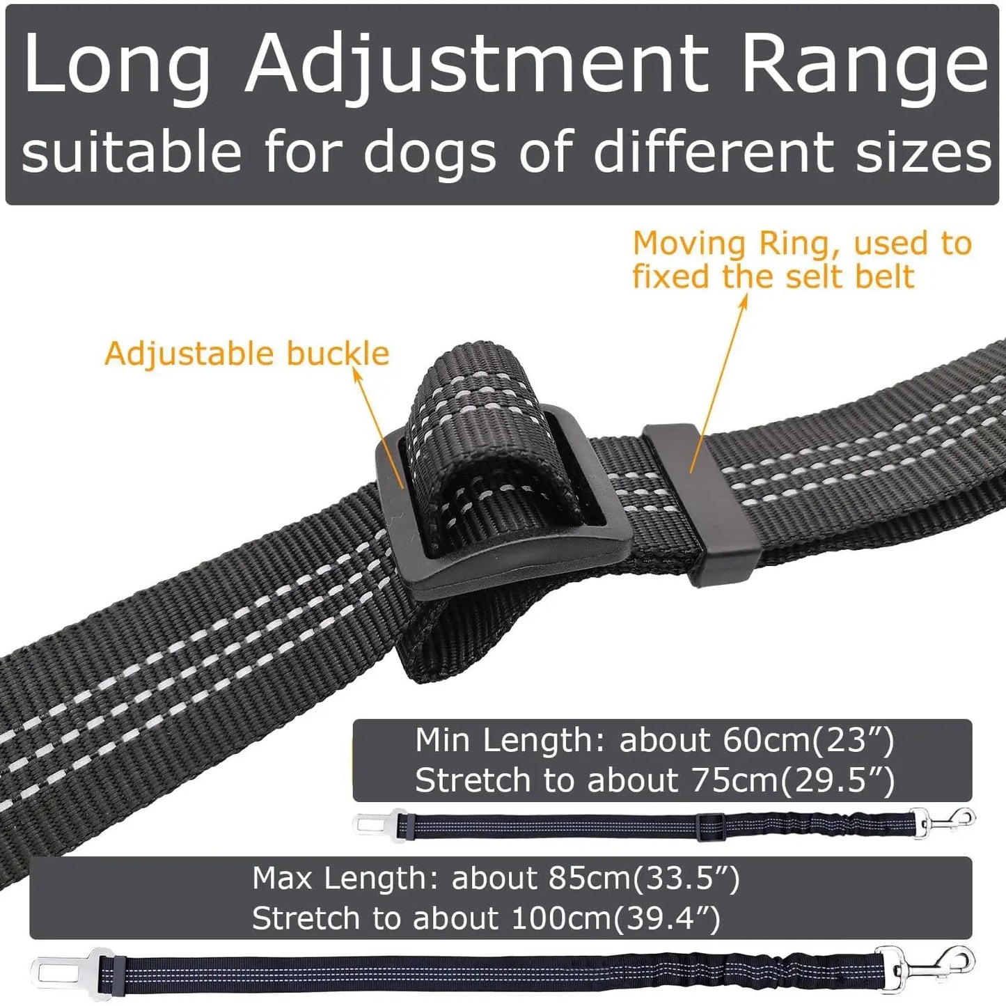 2 Packs Pet Dog Cat Seatbelts, Car Headrest Restraint Adjustable Safety Leads Vehicle Seatbelt Harness.Usa Stock Ships Tomorrow! (Cats Included)