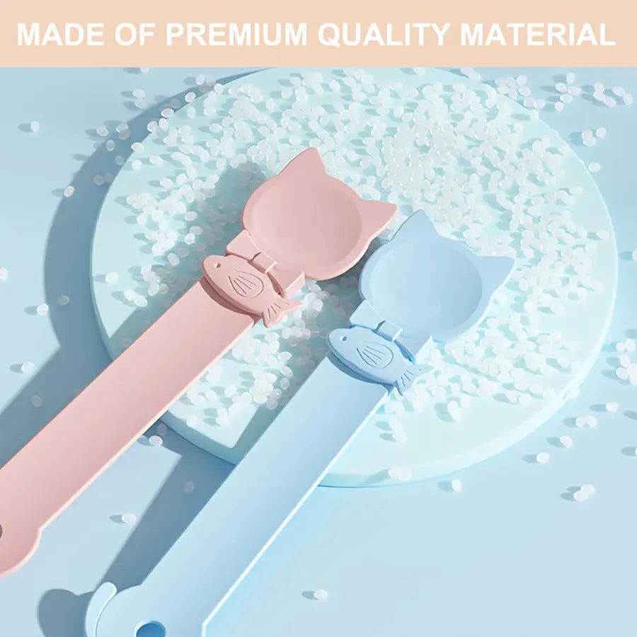 Cat Head Design Food Dispenser Spoon, 1 Count Long-Handle Licking Food Spoon, Cat Food Feeding Supply for Daily Use Tools