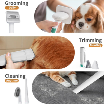 Pet Groomer 7-In-1 Grooming Vacuum for Dogs & Cats with Multi-Pack Attachments for Shedding Grooming and Pet Care Effortless Grooming & Vacuuming 6 Precise Guide Combs Low Noise Design