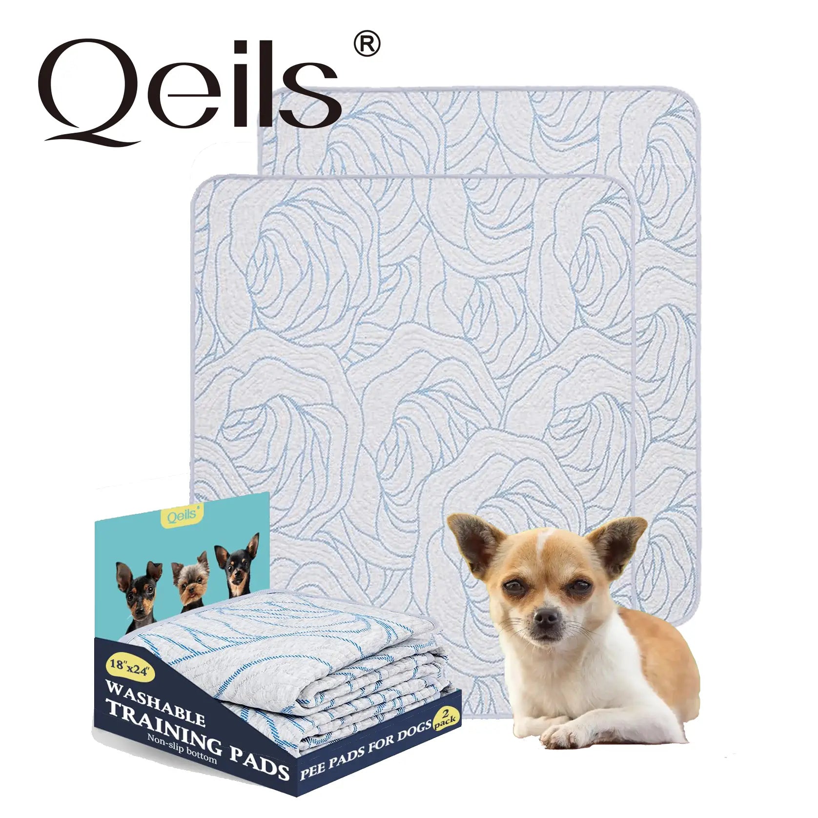 Qeils 36"X41" Washable Puppy Pee Pads | Super Absorbent, Waterproof & Reusable Non-Slip Training Mat for Floor/Crate Pet Supplies Poodle Dogs
