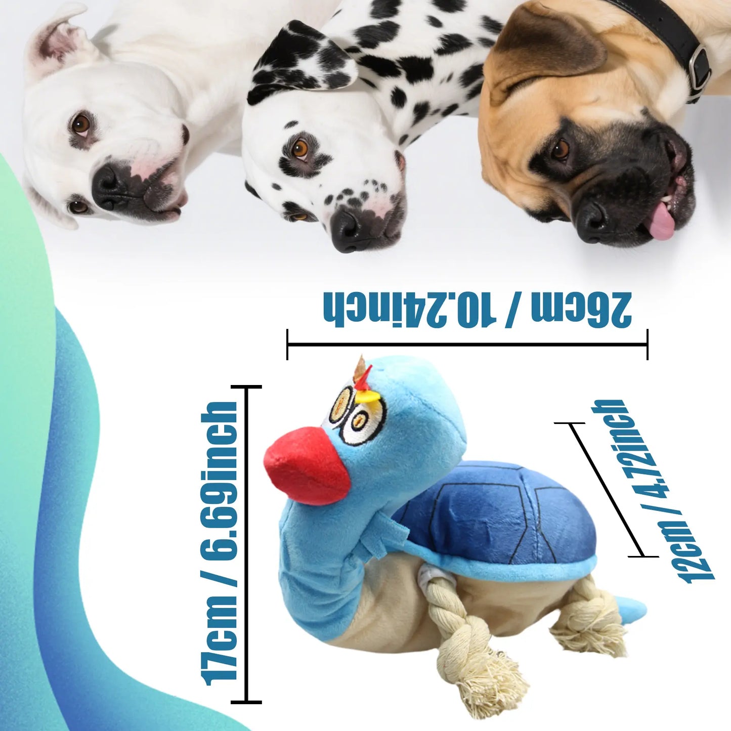 Dog Toy - Turtle Squeaky Plush Tug Toy with Rope Limbs Interactive Play for Boredom Relief Squeaky Feature & Tugging Fun