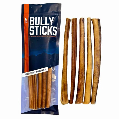 12-Inch Bully Sticks (8Oz./~5 Sticks) Healthy, All-Natural, Long-Lasting Dog Chew Bones - Low Odor - Mixed Thickness - Lab-Tested, Hand-Inspected and Packed with Love in the USA - High Protein Treats - < 12” BULLY STICKS 8 OUNCES >