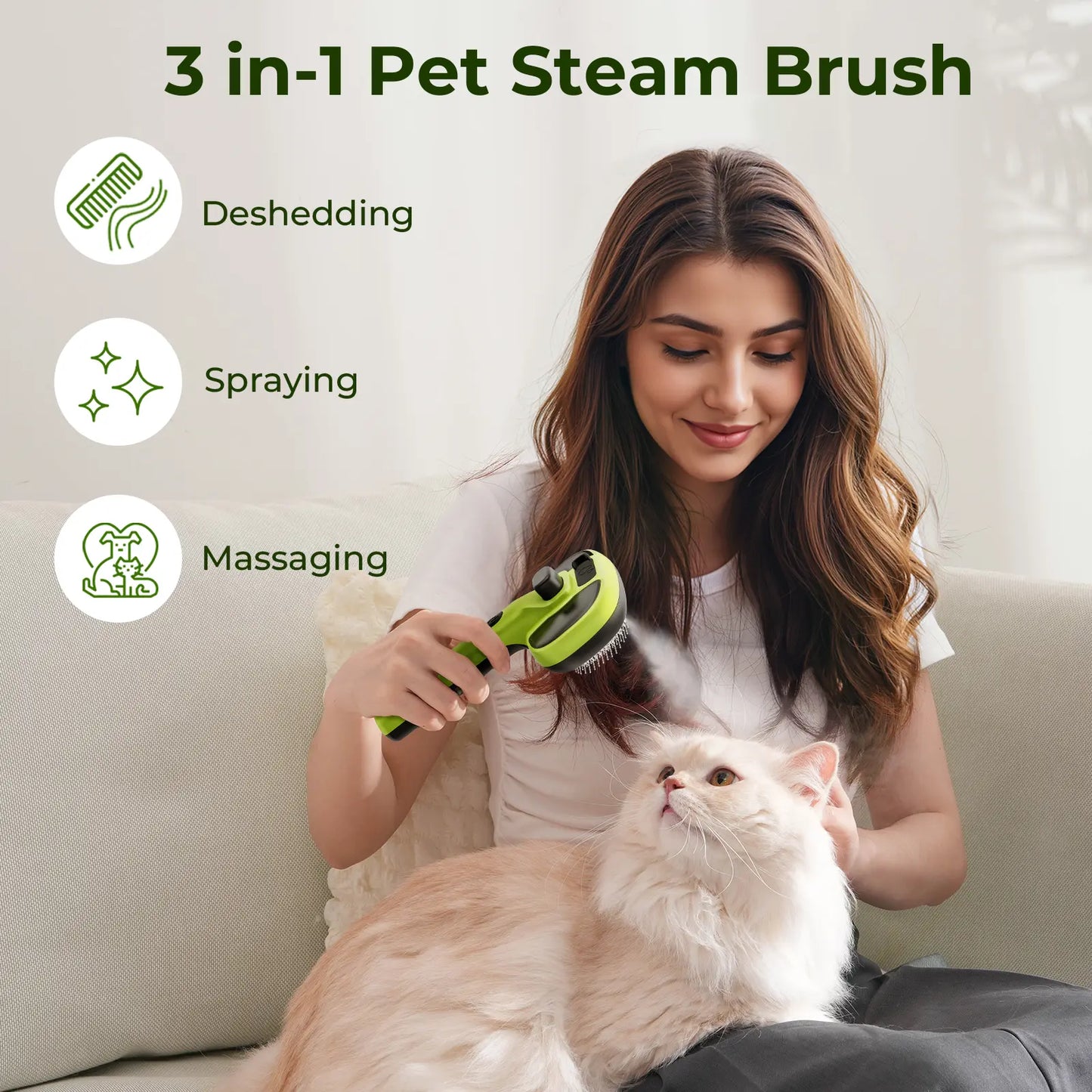 Pecute Pet Spray Hair Removal Brush for Cat/Dog – Deshedding & Grooming Tool, One Button Hair Removal Comb,Deshedding Vacuum Brush, Fur Removal Tool, Grooming Trimming Tool,Summervibes,Petlovers